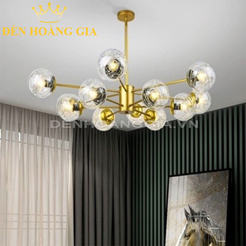 Đèn chùm hiện đại phân tử Rolux-DCHD9590-12 Gold