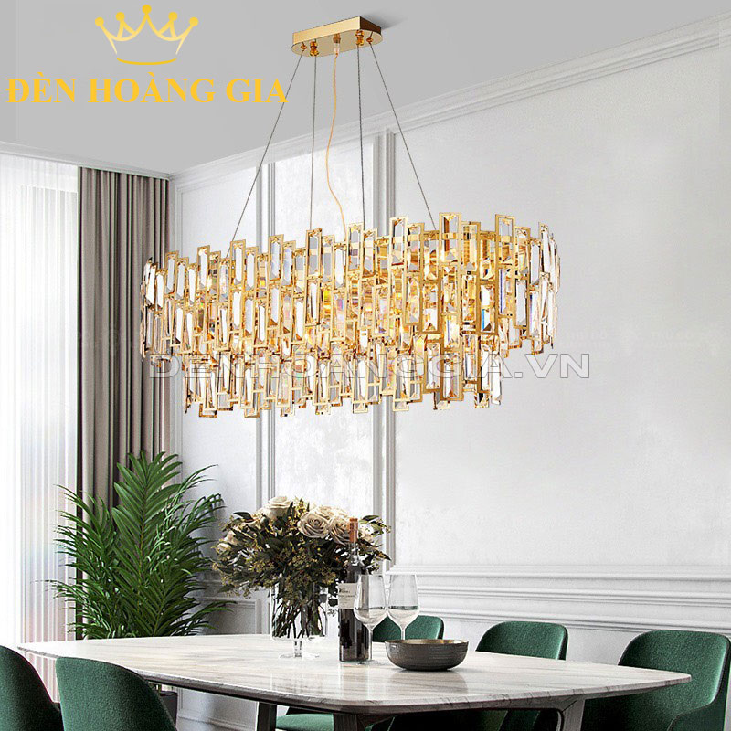 Đèn chùm thả Pha lê dạng Elip Rolux-DCTPLE6603