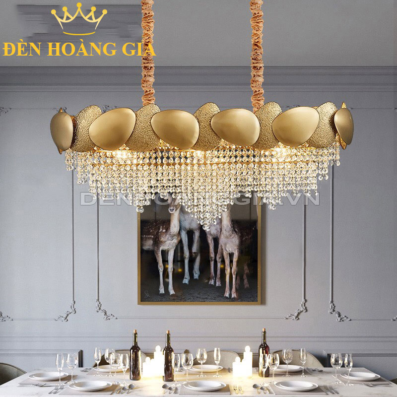 Đèn chùm thả Pha lê dạng Elip Rolux-DCTPLE71901