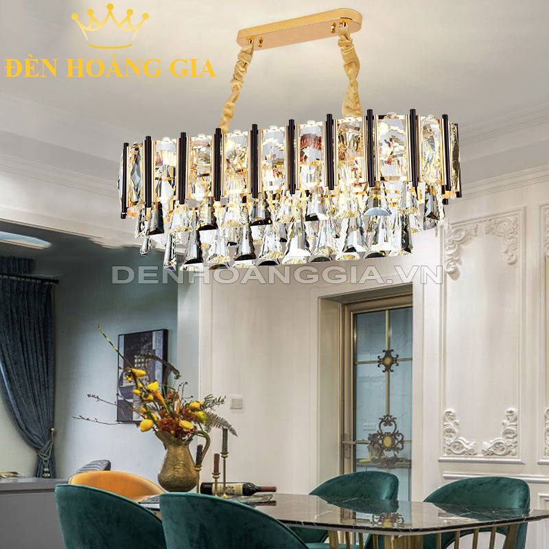 Đèn chùm thả Pha lê dạng Elip Rolux-DCTPLE8073