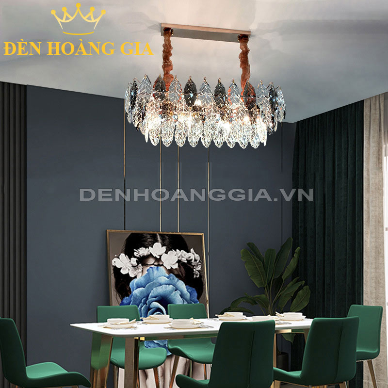 Đèn chùm thả Pha lê dạng Elip Rolux-DCTPLE8090