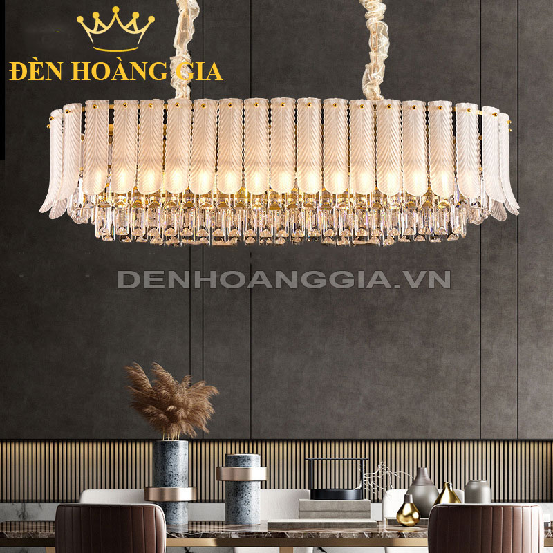 Đèn chùm thả Pha lê dạng Elip Rolux-DCTPLEB8097