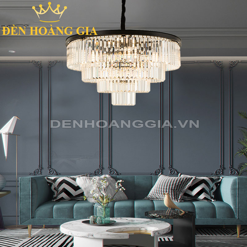 Đèn chùm thả Pha lê Ý Black Rolux-DCTPL6070B