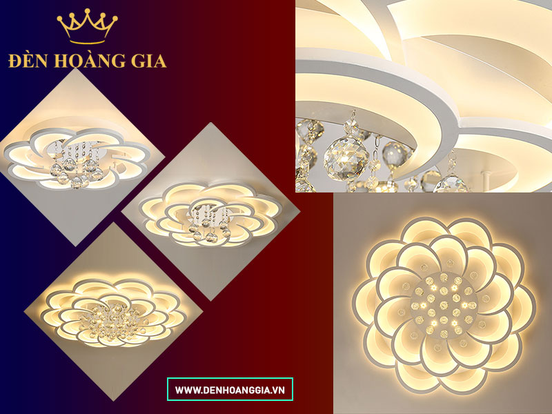 Đèn mâm ốp trần cánh hoa hồng