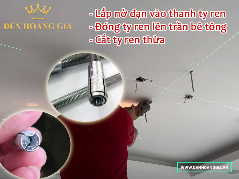 Đóng thanh ty ren lên trần bê tông