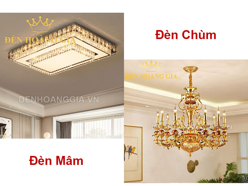 So sánh đèn mâm và đèn chùm