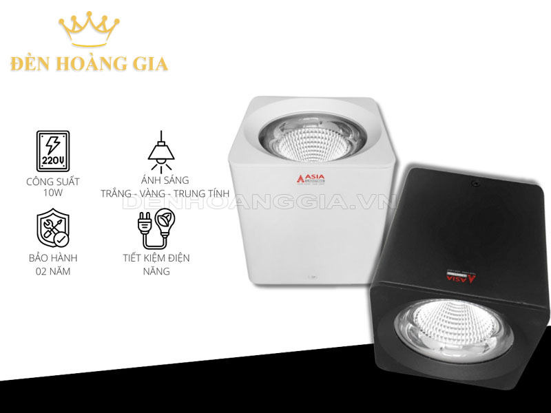 Đèn led ống bơ Asia vuông