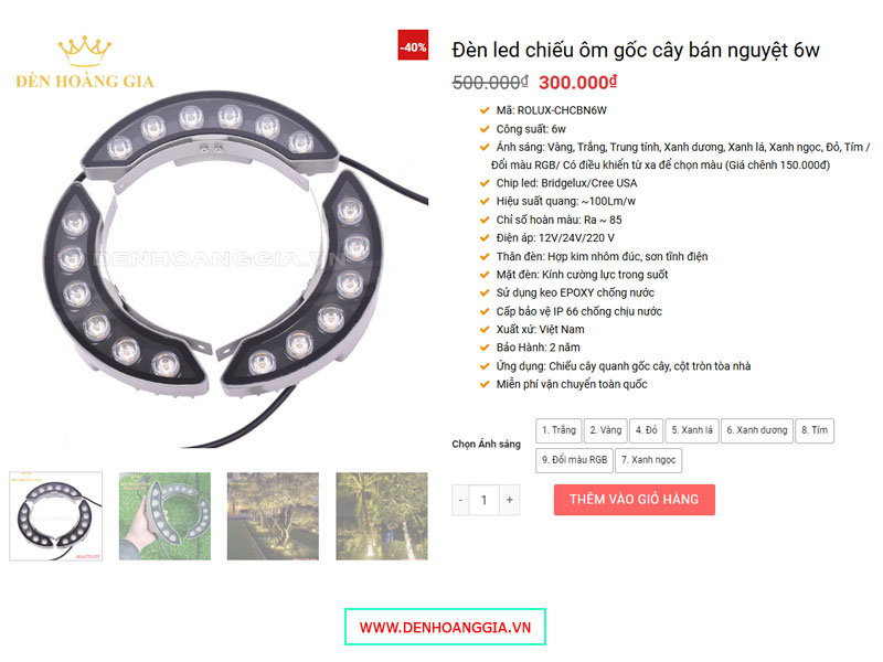 Đèn led chiếu cây bán nguyệt trang trí sân vườn đẹp