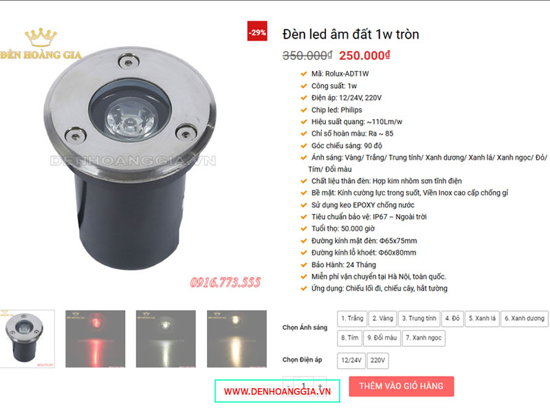 Đèn led âm đất giá rẻ trang trí sân vườn