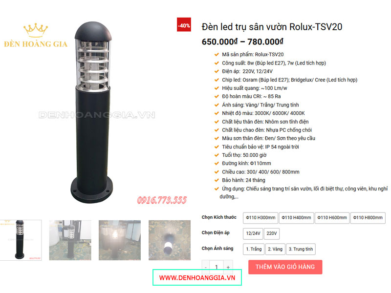 Đèn trụ nấm trang trí sân vườn giá rẻ