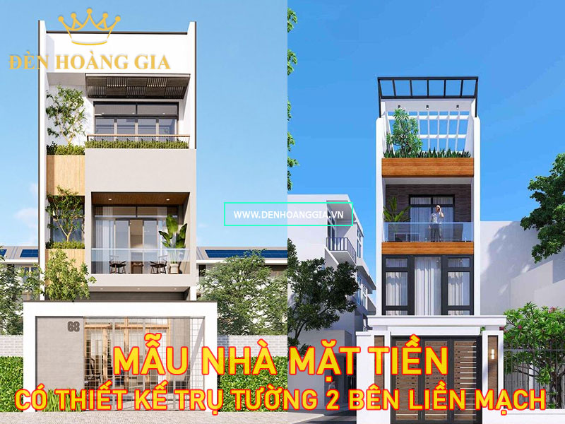 Nhà mặt tiền có 2 bên trụ tường thiết kế liền mạch