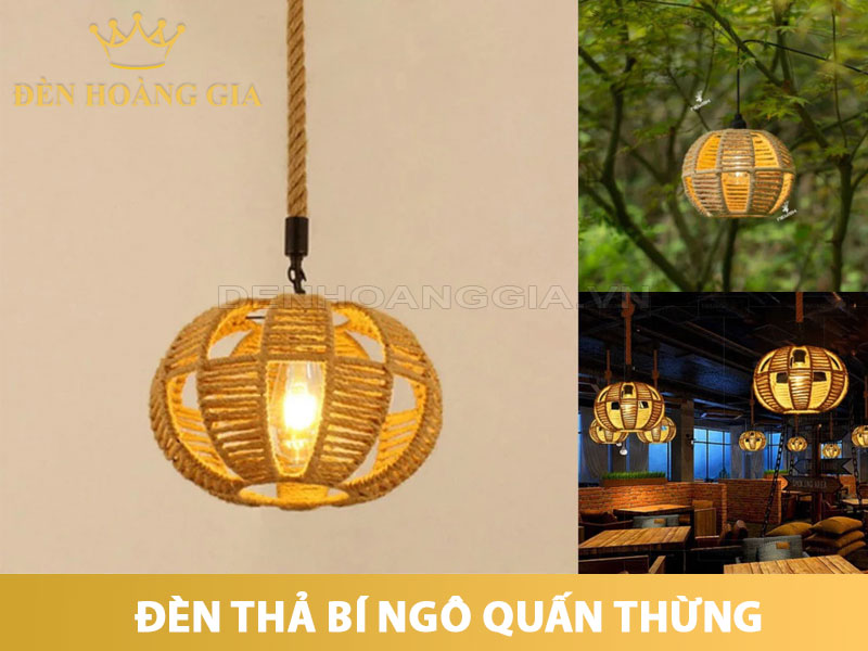 Đèn thả bí ngô quấn thừng