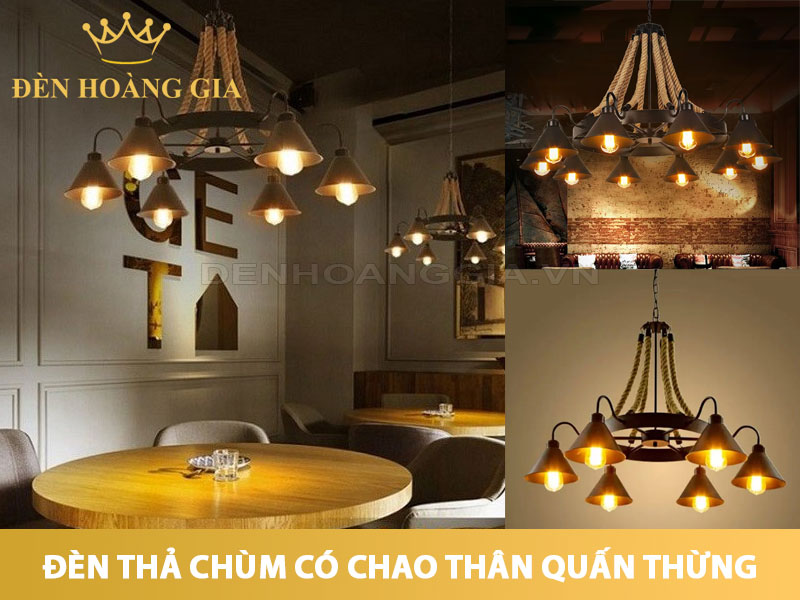Đèn thả chùm có chao thân quấn thừng