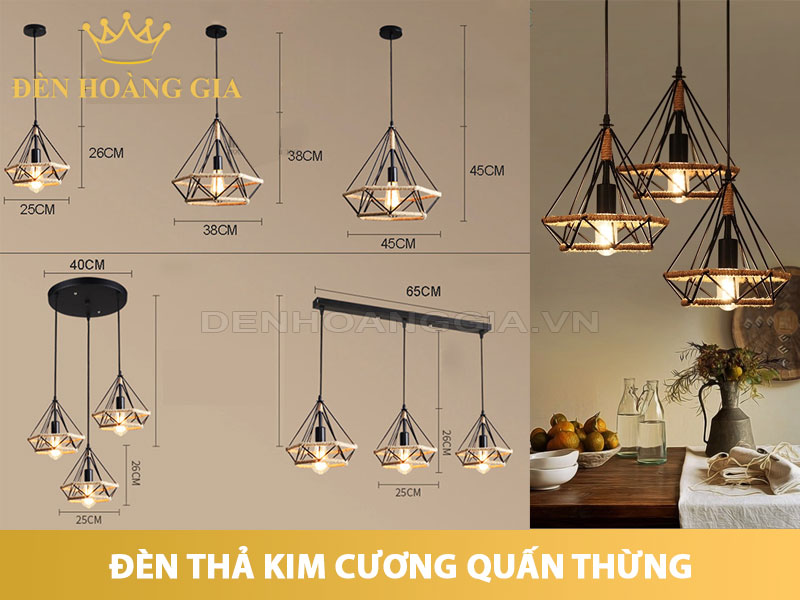 Đèn thả kim cương quấn thừng