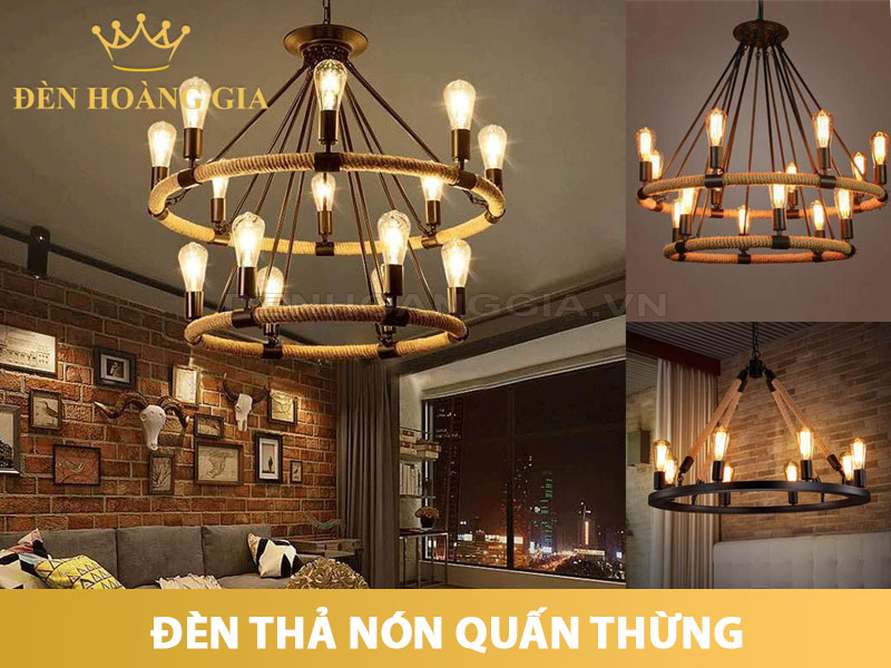 Đèn thả hình nón quấn thừng