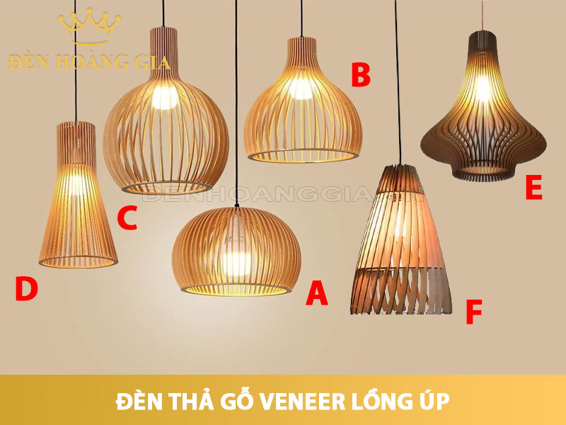 Đèn thả gỗ Venner dạng lồng úp