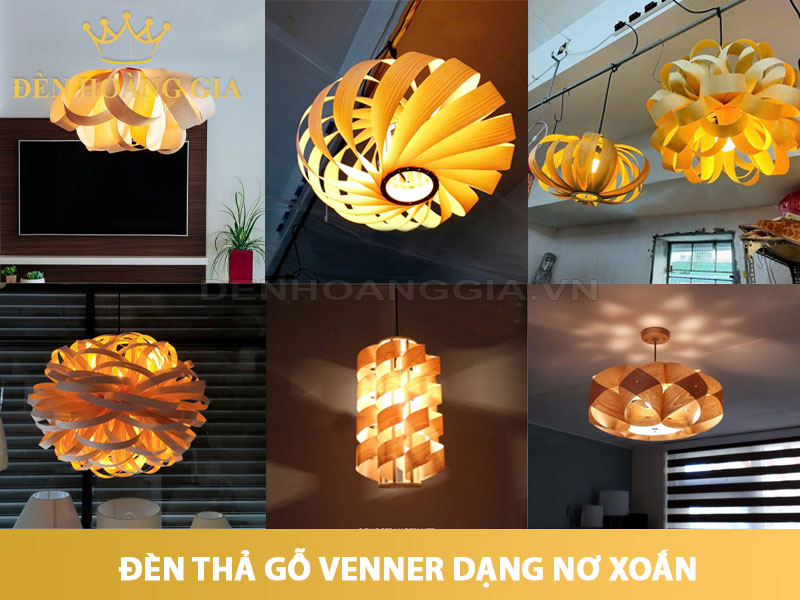 Đèn thả gỗ Venner dạng nơ xoắn