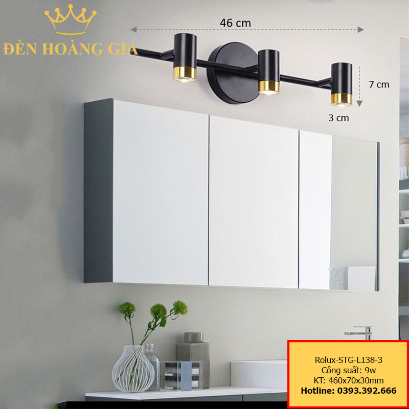 Đèn led soi tranh – soi gương Rolux-STG-L138-3