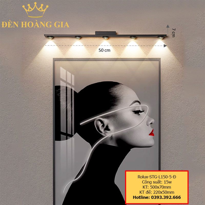 Đèn led soi tranh - soi gương Rolux-STG-L150-5-Đ