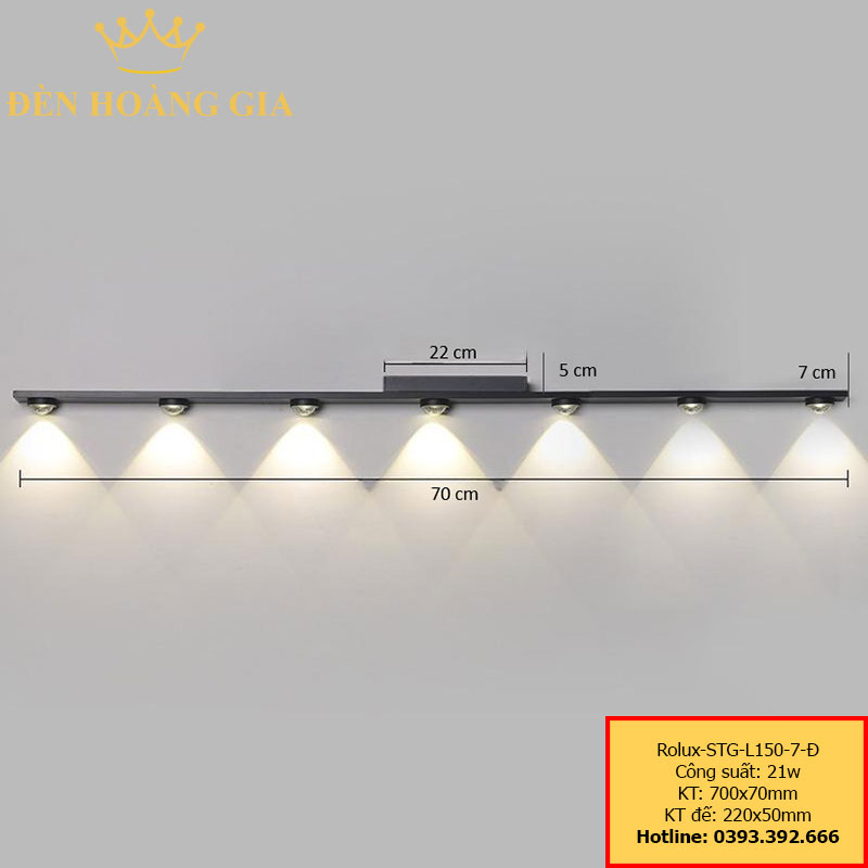 Đèn led soi tranh - soi gương Rolux-STG-L150-7-Đ