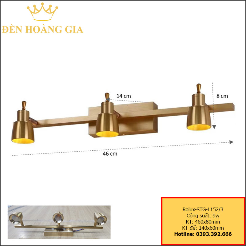 Đèn led soi tranh - soi gương Rolux-STG-L152-3