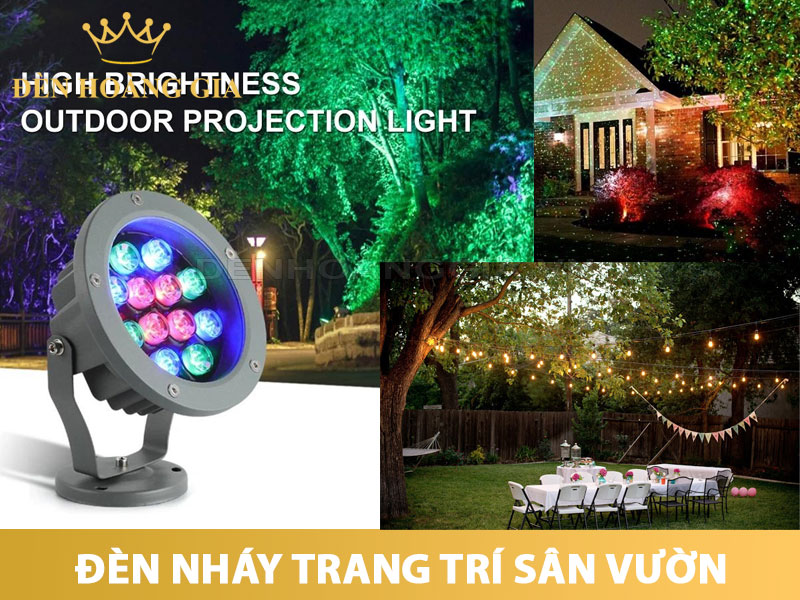 trang trí đèn nháy ngoài sân