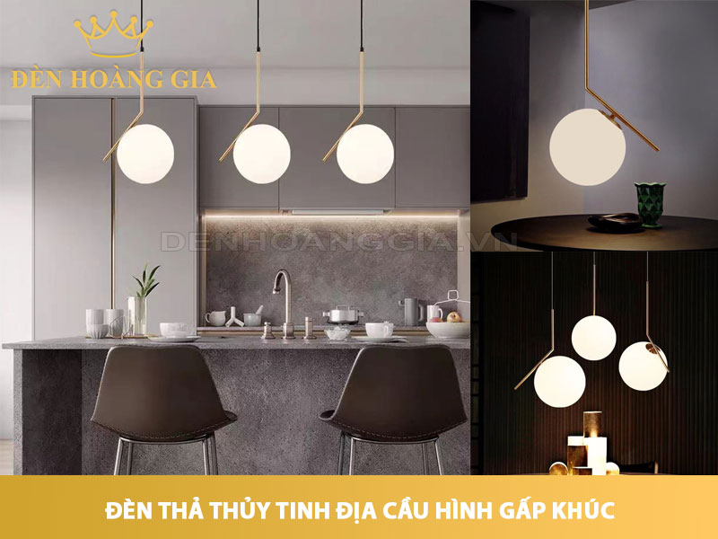 Đèn thả chóa thủy tinh địa cầu hình khấp khúc