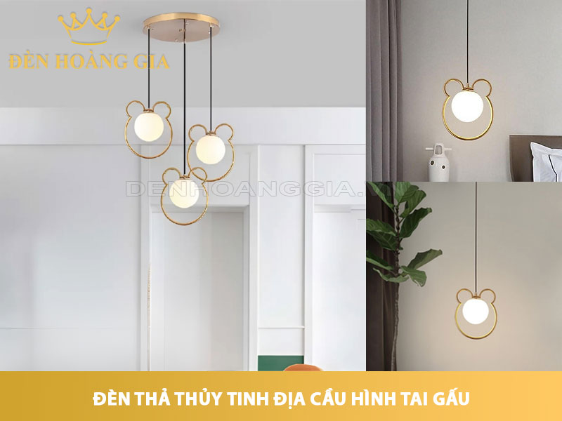 Đèn thả chóa thủy tinh địa cầu hình tai gấu