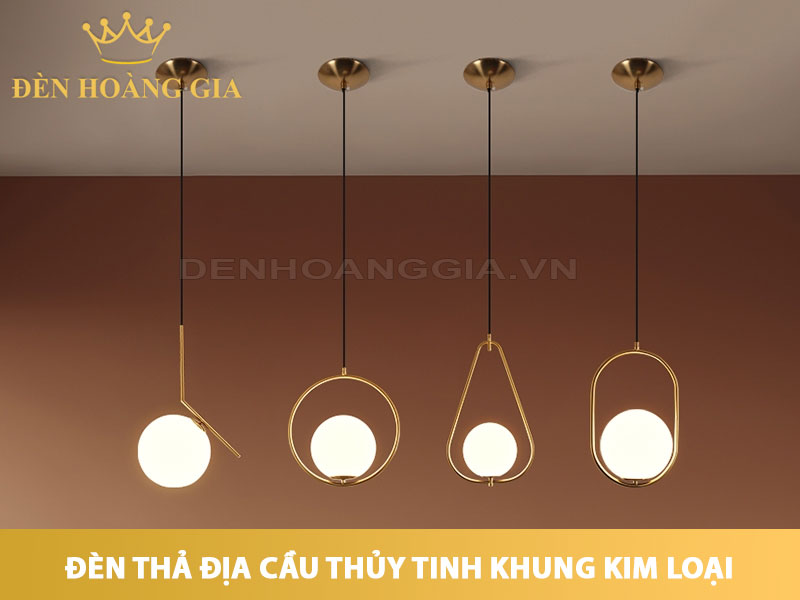 Đèn thả địa cầu thủy tinh khung kim loại