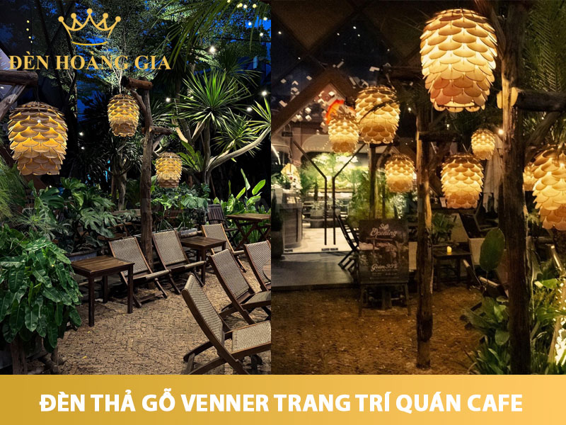 Đèn thả gỗ Venner trang trí quán cafe