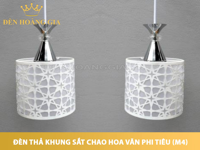 Đèn thả khung sắt chao hoa văn hình phi tiêu (M4)