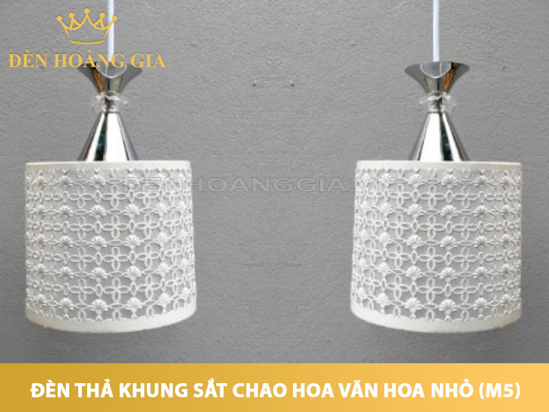 Đèn thả khung sắt chao hoa văn hình hoa nhỏ (M5)