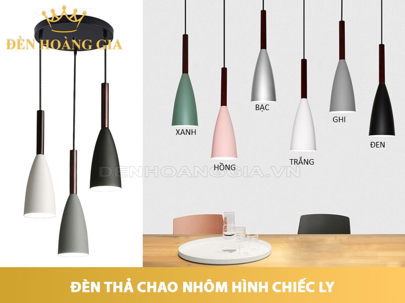 Đèn thả chao nhôm hình chiếc ly