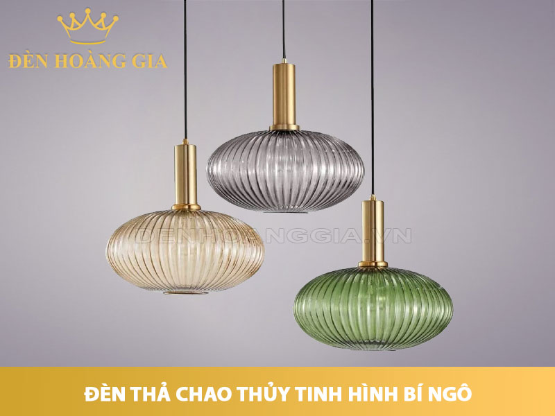 Đèn thả chao thủy tinh hình bí ngô