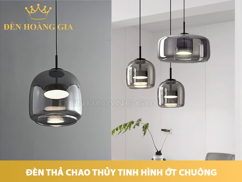 Đèn thả chao thủy tinh hình ớt chuông