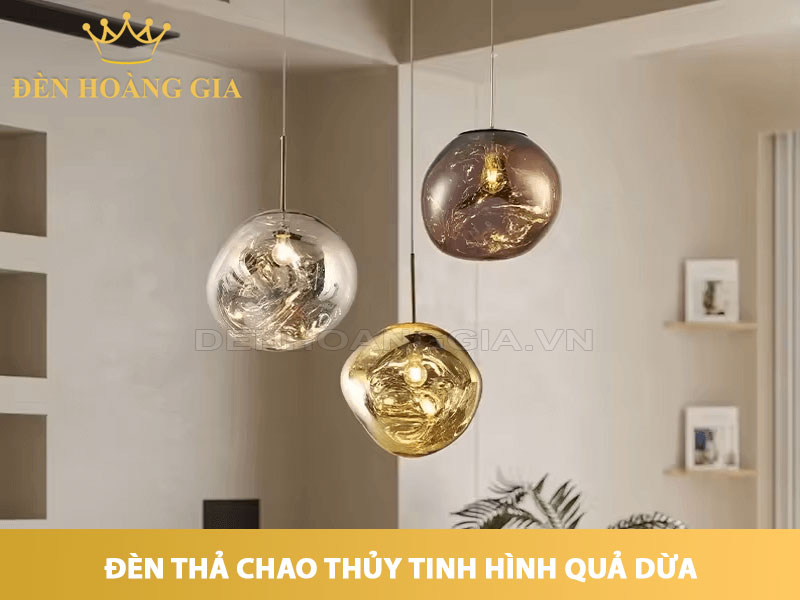 Đèn thả chao thủy tinh hình quả dừa