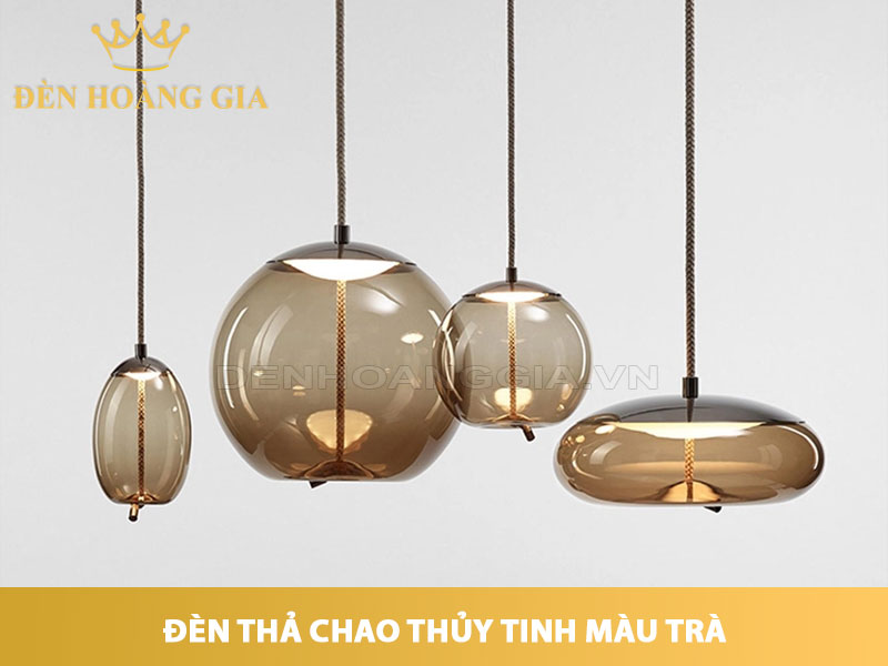 Đèn thả chao thủy tinh màu trà