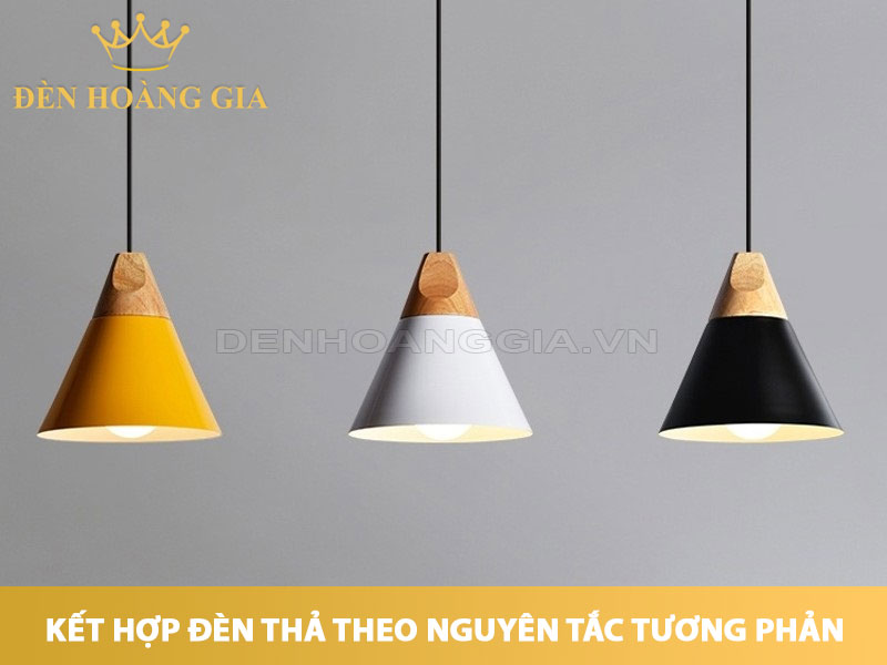 Kết hợp đèn thả theo màu sắc tương phản