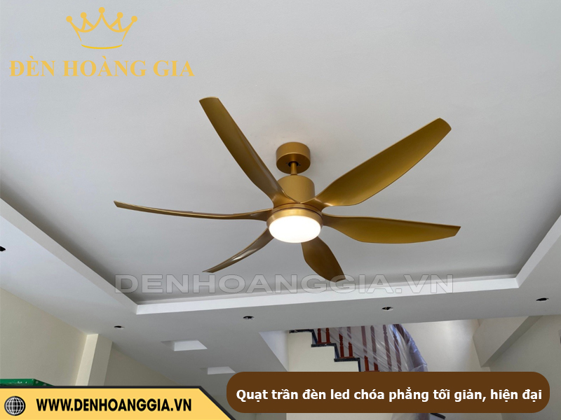 Quạt trần đèn chóa phẳng tối giản, hiện đại