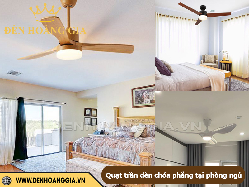 Quạt trần đèn chóa phẳng tại phòng ngủ