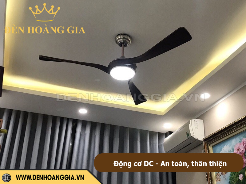 Quạt trần đèn động cơ DC an toàn và thân thiện