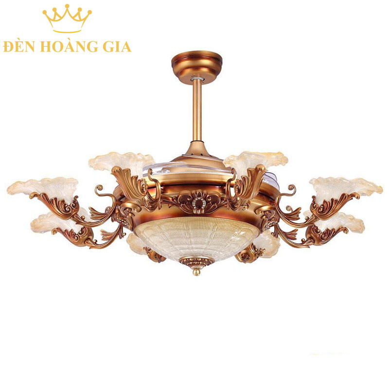 Quạt trần đèn trang trí Rolux-QTD-9668-8