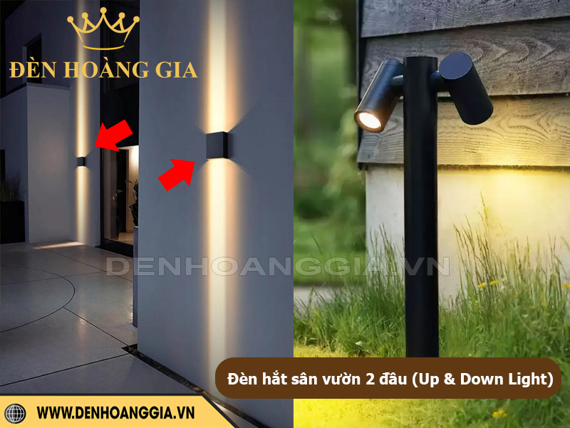 Đèn hắt sân vườn 2 đầu, 2 chiều
