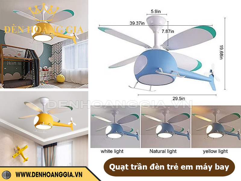 Chú ý tìm hiểu kích thước quạt trần đèn máy bay phù hợp với diện tích phòng