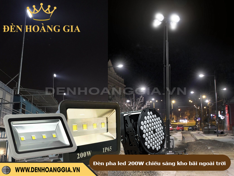 Đèn pha led 200W chiếu sáng công trình, kho bãi, nhà xưởng ngoài trời