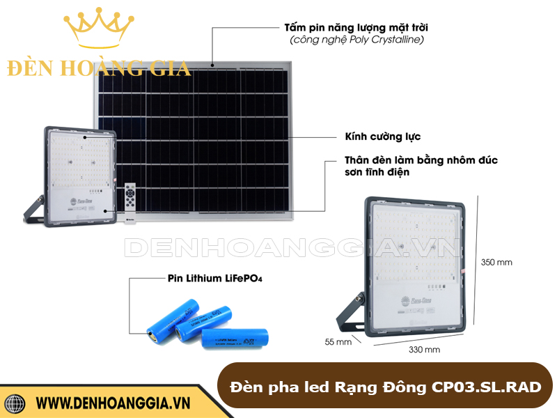Đèn pha led năng lượng mặt trời Rạng Đông CP03.SL.RAD
