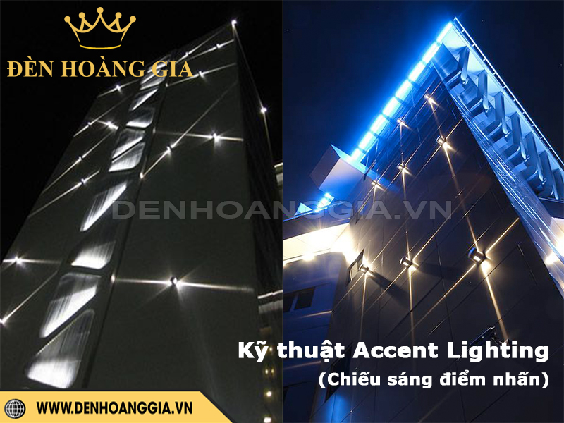 Lắp đèn gắn tường trang trí mặt tiền tòa nhà ấn tượng độc đáo