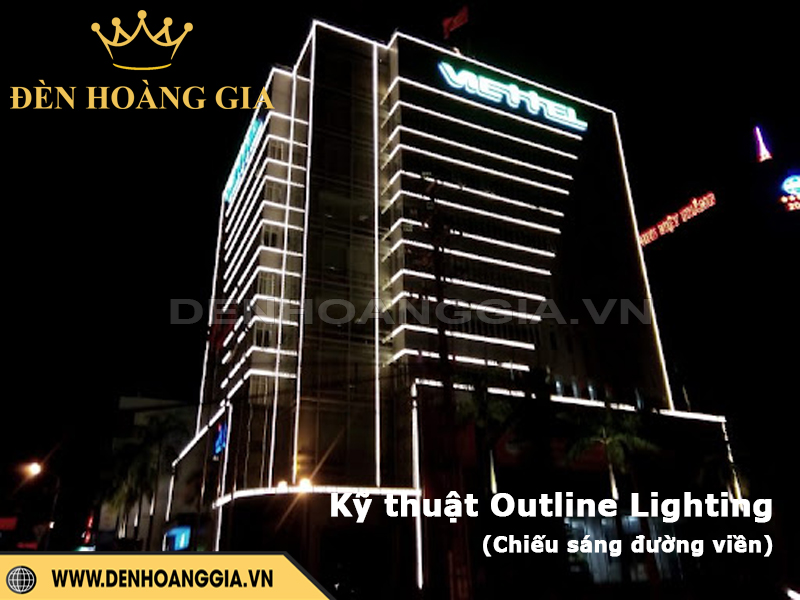 Kỹ thuật Outline Lighting chiếu sáng viền bao quanh hình khối tòa nhà