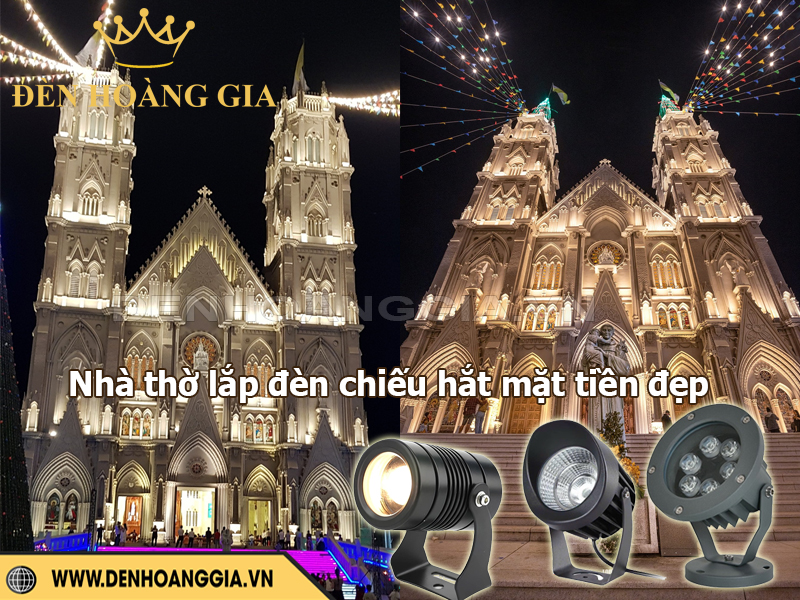 Nhà thờ được chiếu hắt mặt tiền đẹp