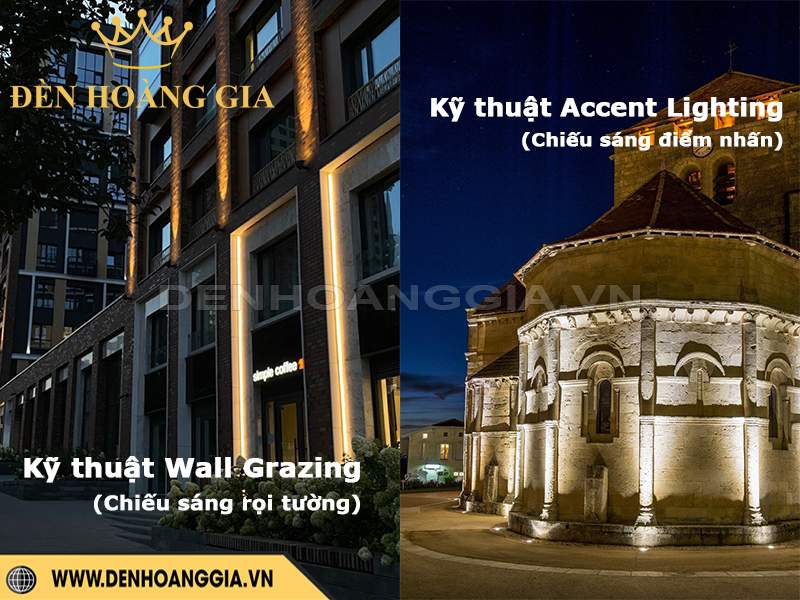 So sánh kỹ thuật Wall Grazing và Accent Lighting
